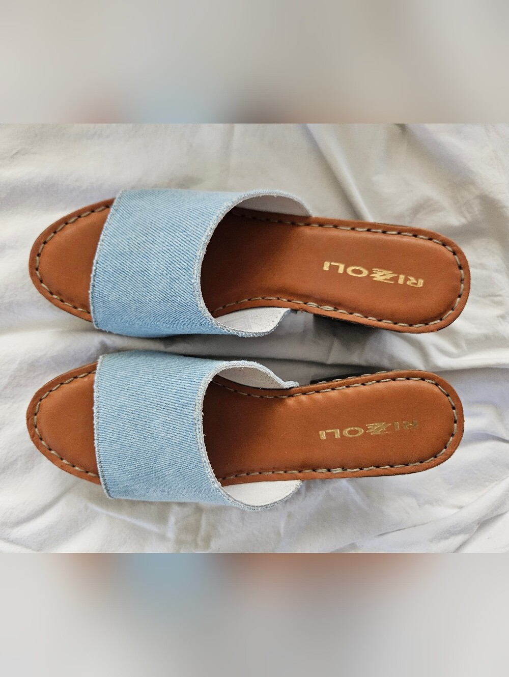 Rizzoli Denim Platform Slide Sandals – Made in Italy – NWT in Box - Size 7 - Picture 6 of 13